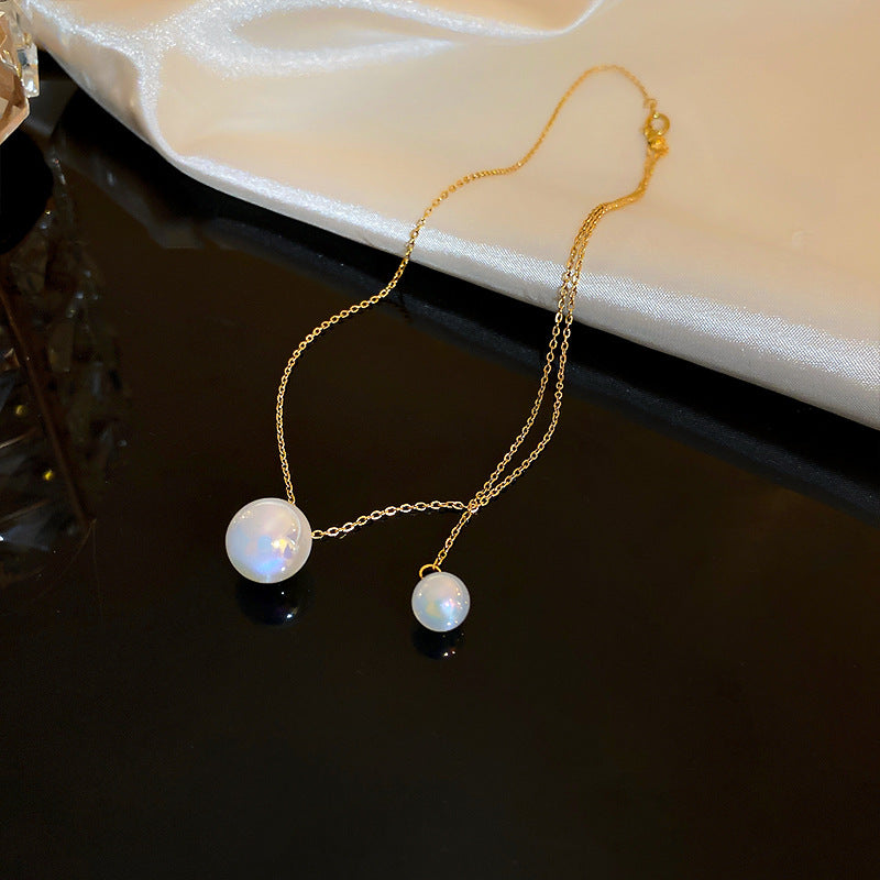 韓國氣質幾何魚尾珍珠項鍊輕奢高級感鎖骨鏈時尚百搭精緻項飾