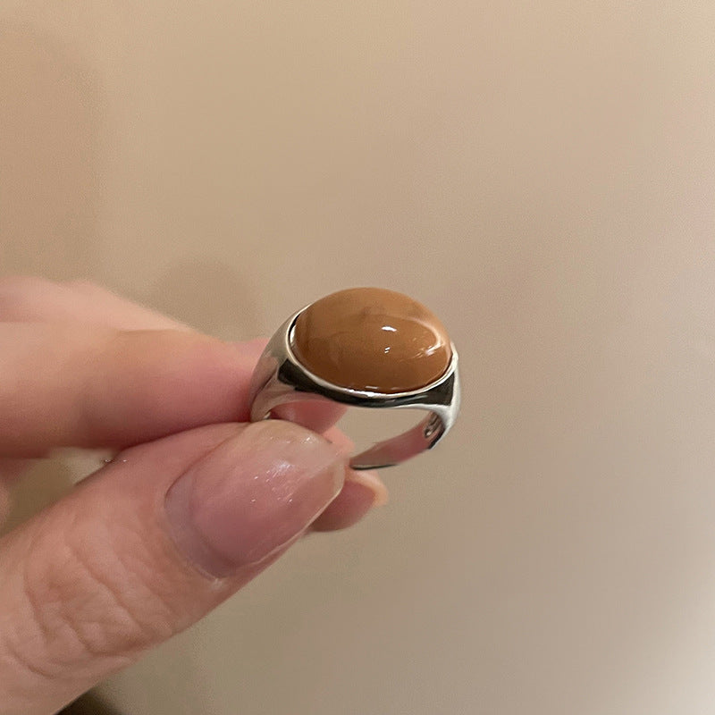 復古輕奢鋯石金蛇蝴蝶虎眼石開口戒指小衆簡約食指戒高級感手飾女