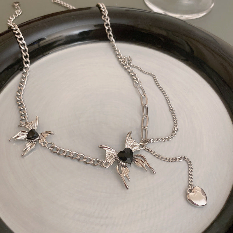 甜酷風兔子蝴蝶珍珠項鍊ins潮流氣質十字架疊戴毛衣鏈冷淡風項飾