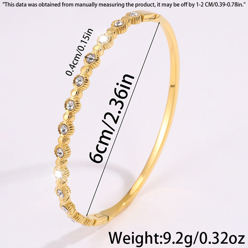 鈦鋼手鐲女輕奢不掉色高級感時尚不鏽鋼手鐲鑲鑽簡約百搭飾品手鐲