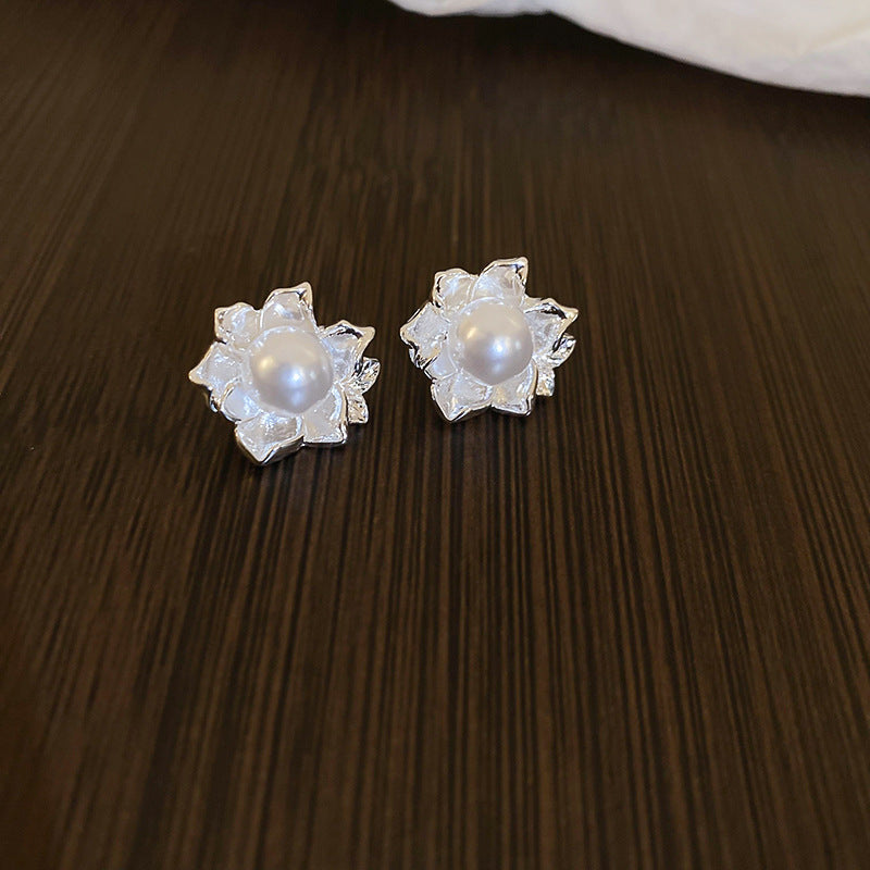 銀針跨境高級感銀色幾何圓珠愛心耳釘小衆個性耳環冷淡風耳飾