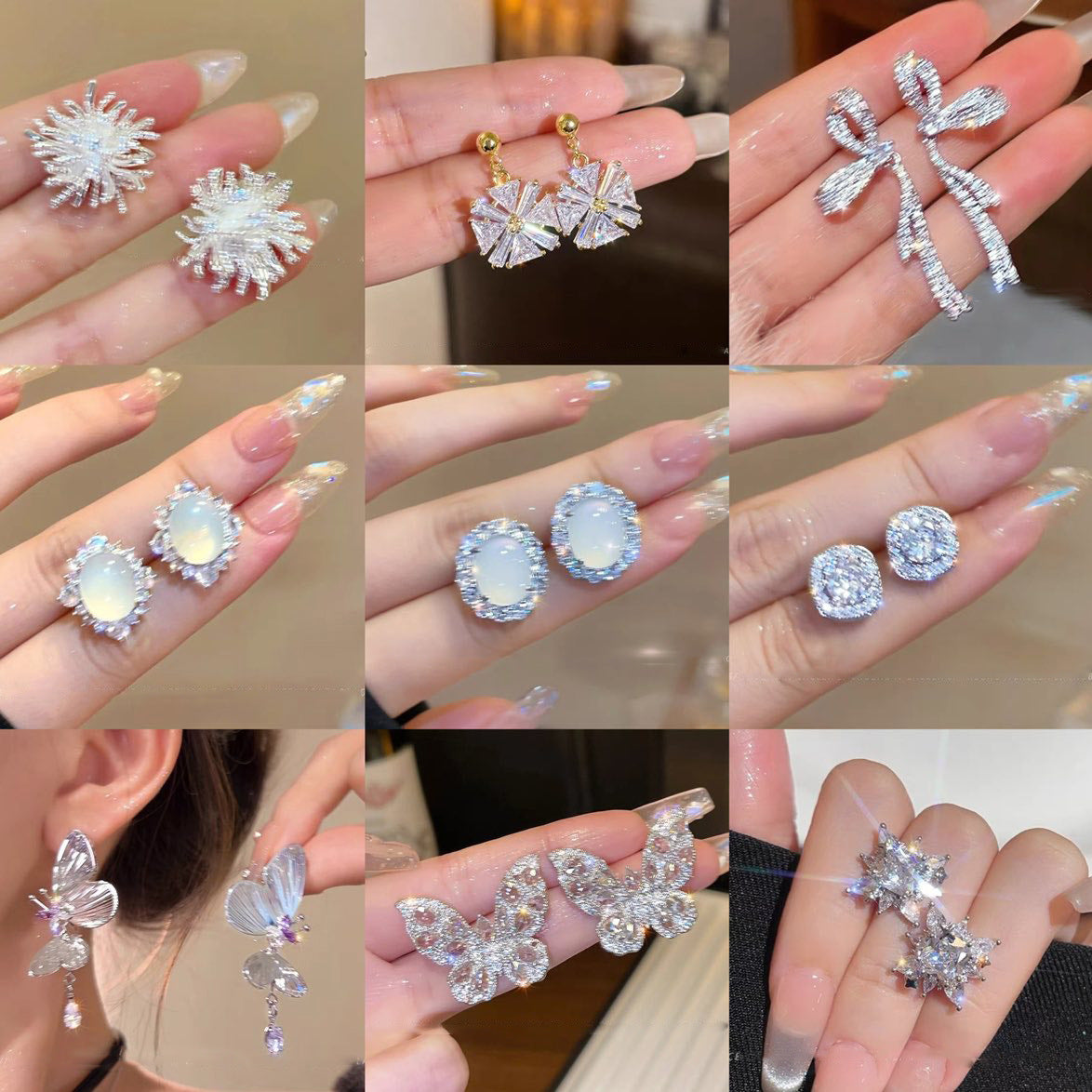 韓系超閃鋯石花朵煙花耳環輕奢高級感耳釘時尚精緻耳飾設計感小衆