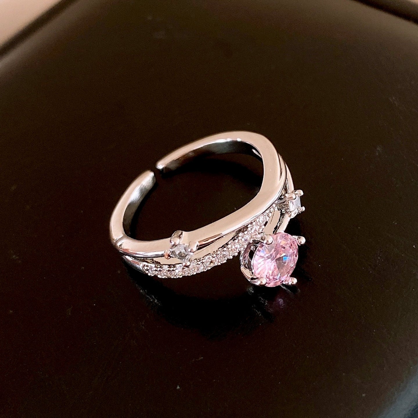 法式精緻不規則幾何鋯石開口戒指輕奢高級感食指戒時尚氣質手飾女