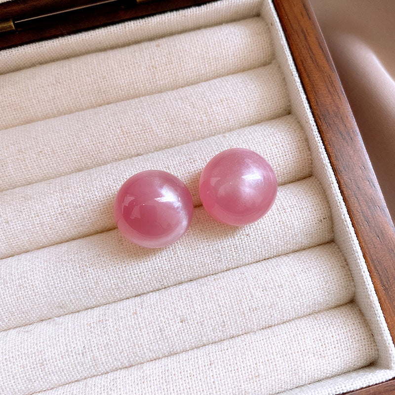 銀針亞克力暈染圓形糖豆耳釘韓系簡約時尚百搭耳環清新甜美耳飾女