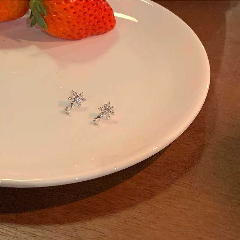 韓系超閃鋯石花朵煙花耳環輕奢高級感耳釘時尚精緻耳飾設計感小衆