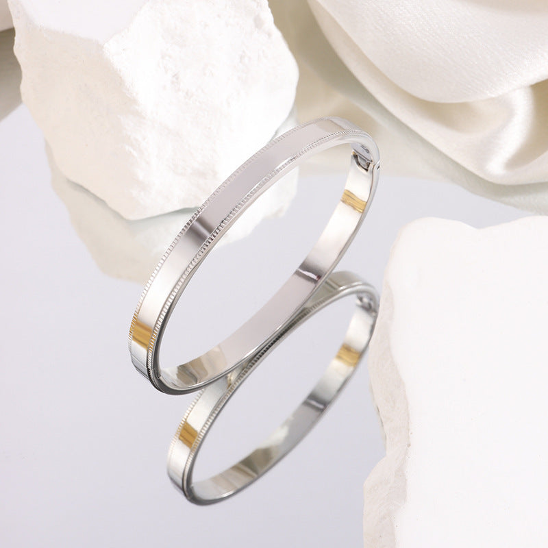 鈦鋼手鐲個性簡約壓印齒輪手鐲女生高級感不掉色男女百搭手環