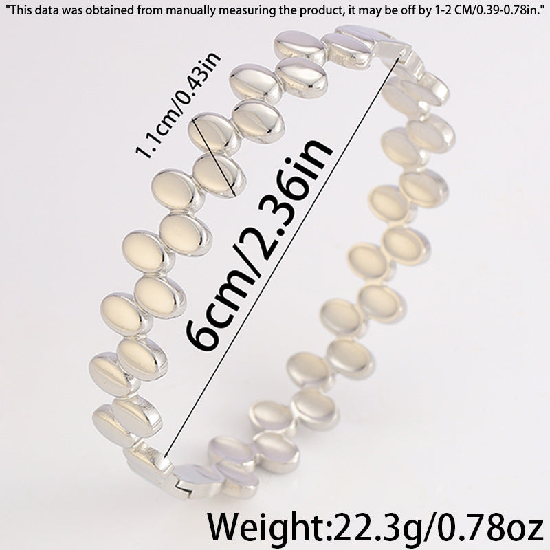 跨境新款鈦鋼手鐲高級感輕奢環形水滴卡扣波點手鐲百搭不鏽鋼飾品