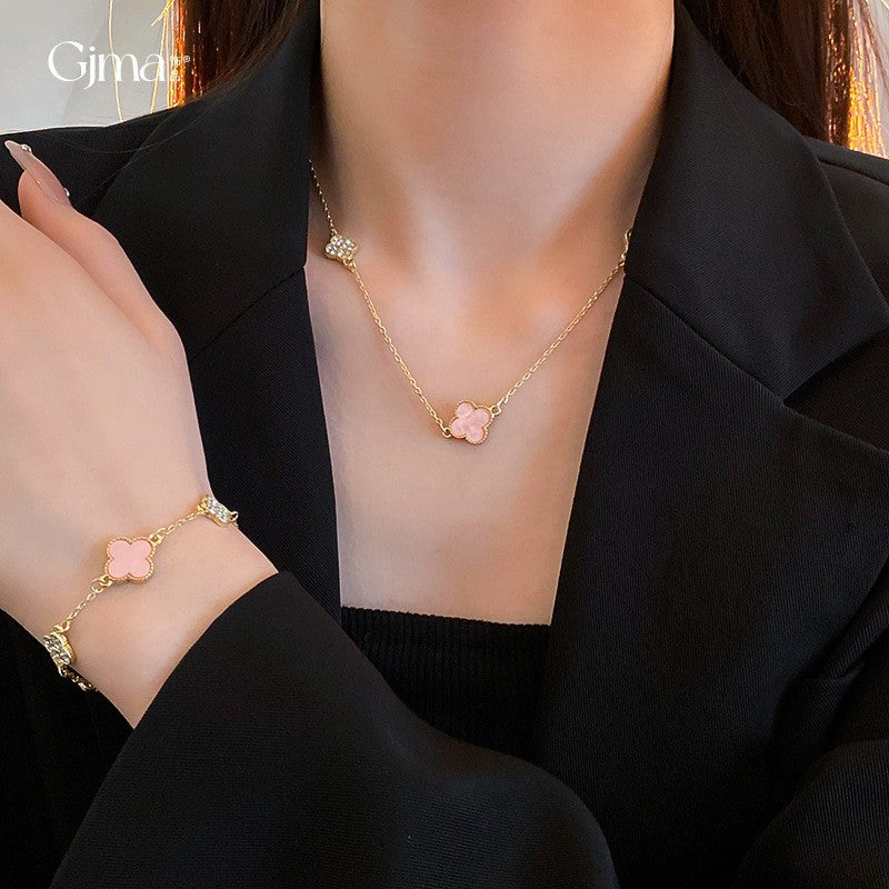 法式輕奢鑲鑽花朵項鍊小衆簡約設計感鎖骨鏈氣質時尚高級感項飾女