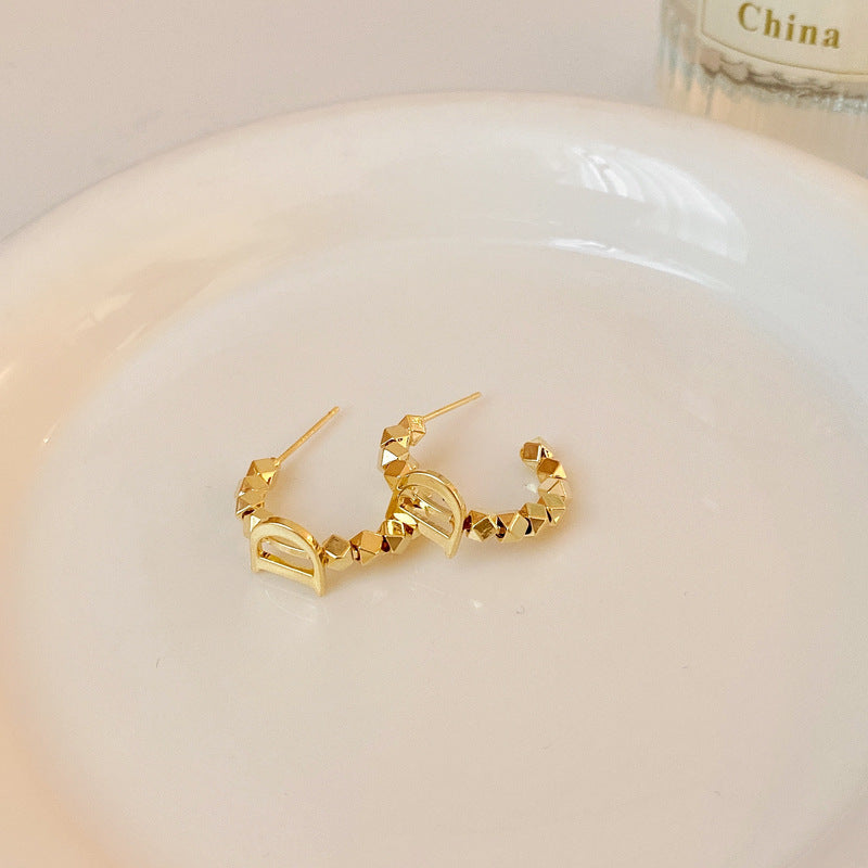 金色系~幾何豆豆耳釘小衆輕奢高級感耳環氣質百搭時尚簡約耳飾品