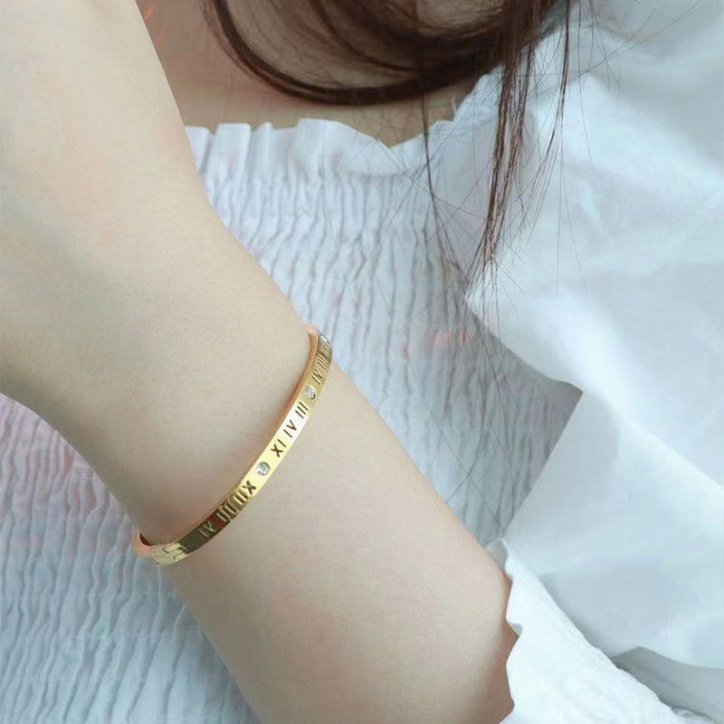 鈦鋼手鐲不掉色滿天星銀手鐲女生百搭高級感時尚滿鑽不鏽鋼手鐲