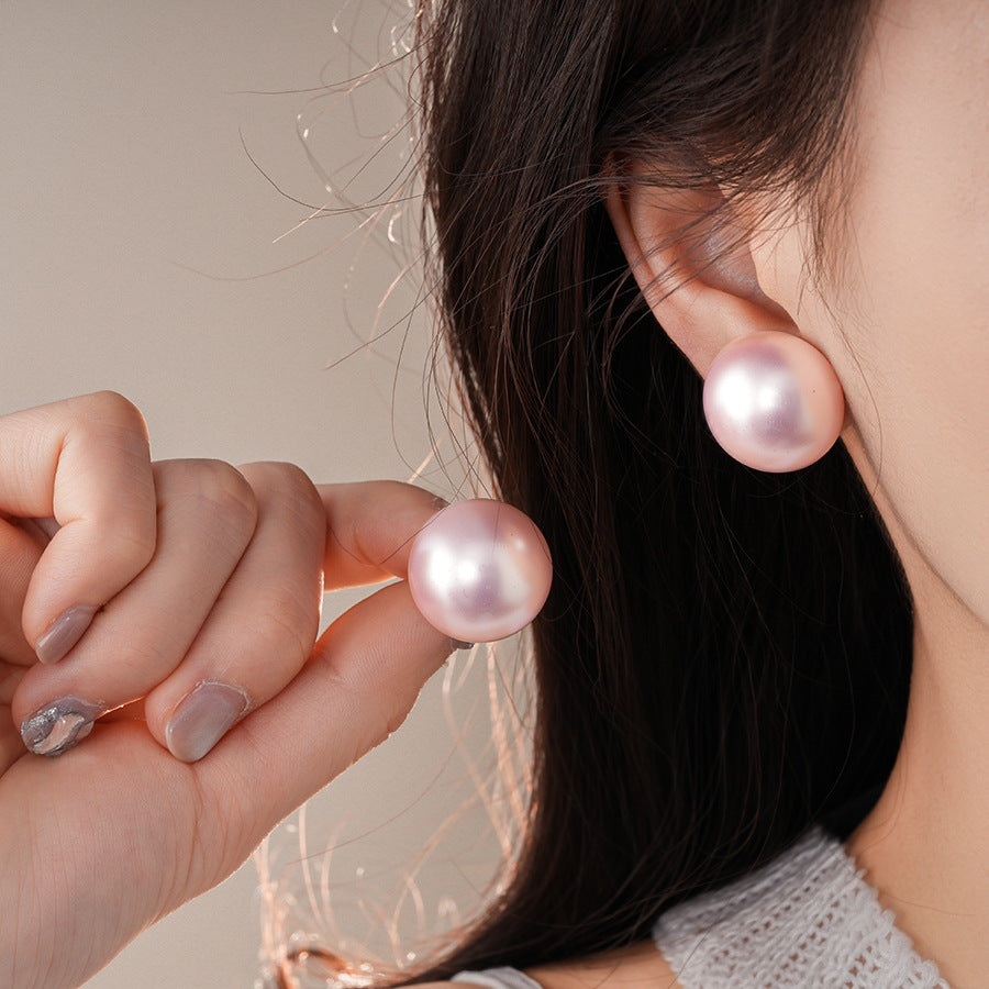 銀針橢圓形珍珠耳釘女時尚簡約甜美氣質耳環輕奢高級感百搭耳飾女