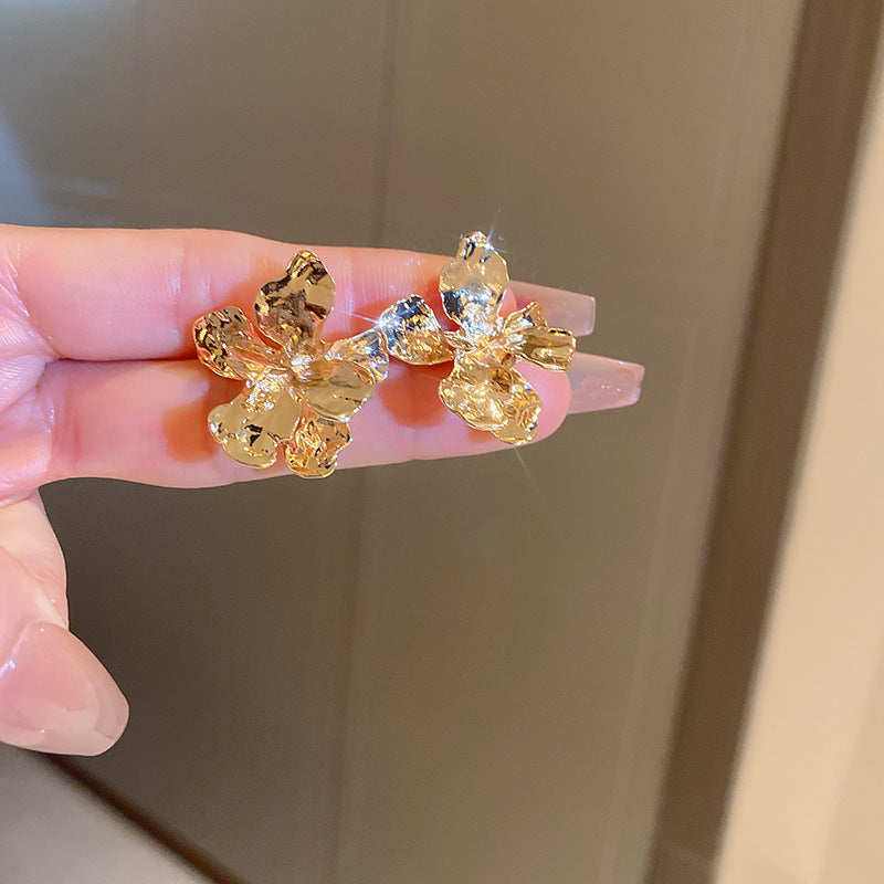 跨境歐美誇張白色花朵珍珠流蘇耳環時尚百搭耳釘耳墜高級感耳飾女
