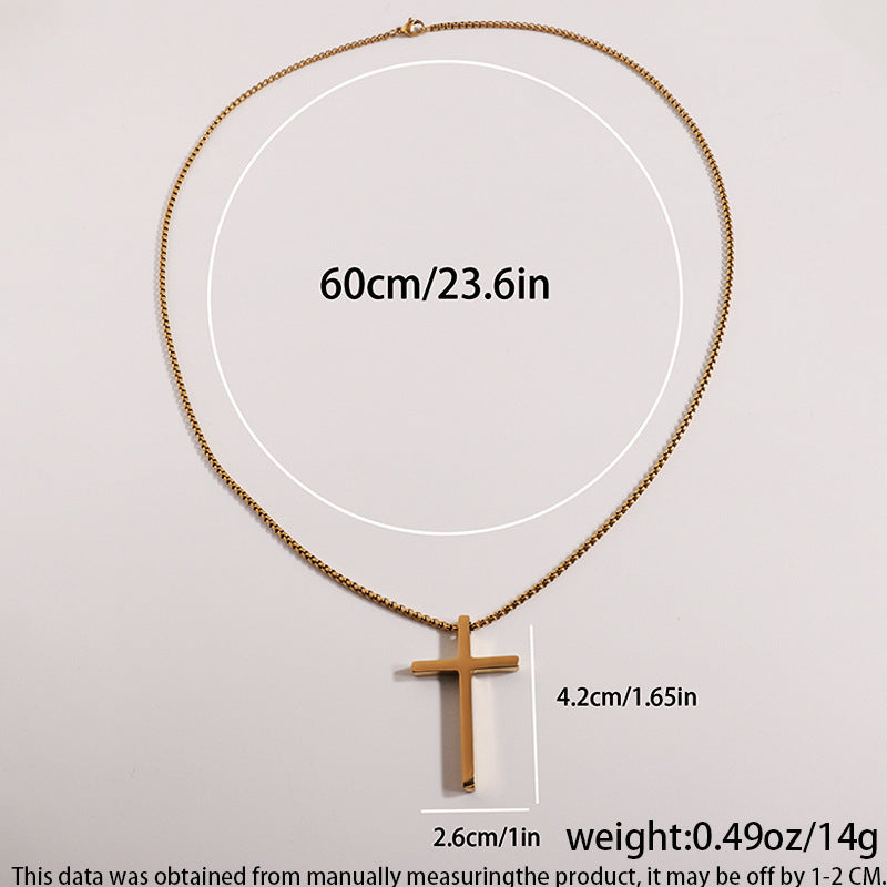 時尚輕奢不鏽鋼十字架項鍊女百搭高級感氣質項鍊鈦鋼不掉色項鍊