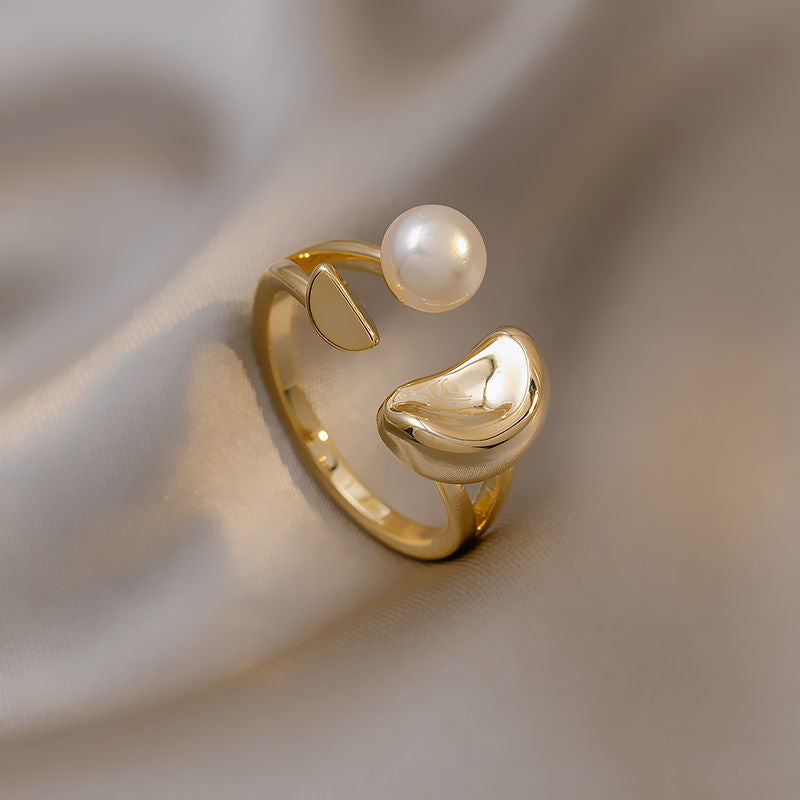 真金電鍍鋯石蝴蝶雪花麻將開口戒指小衆復古食指戒輕奢高級感手飾