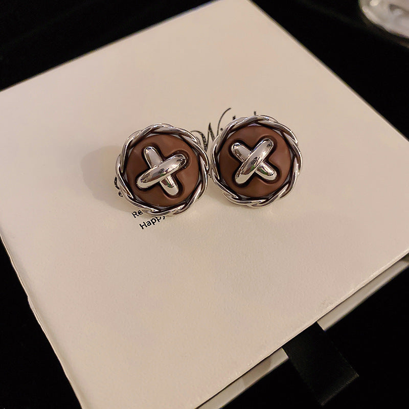 銀針歐美金屬風鏤空花朵魚尾珍珠耳環誇張氣質耳釘重工高級感耳飾