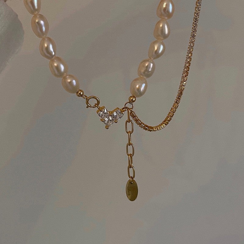 網紅氣質高級感鑲鑽水滴樹枝流蘇項鍊小衆設計感鎖骨鏈時尚項飾女