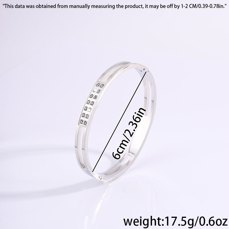 鈦鋼手鐲韓版鏤空鑲鑽電鍍手鐲女生高級感個性不掉色潮流手鐲飾品