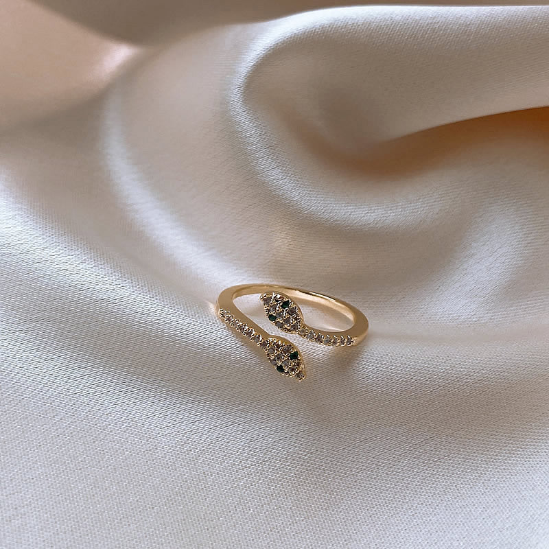 歐美跨境小蛇形彎曲戒指時尚潮流百搭食指戒精緻設計感手飾女