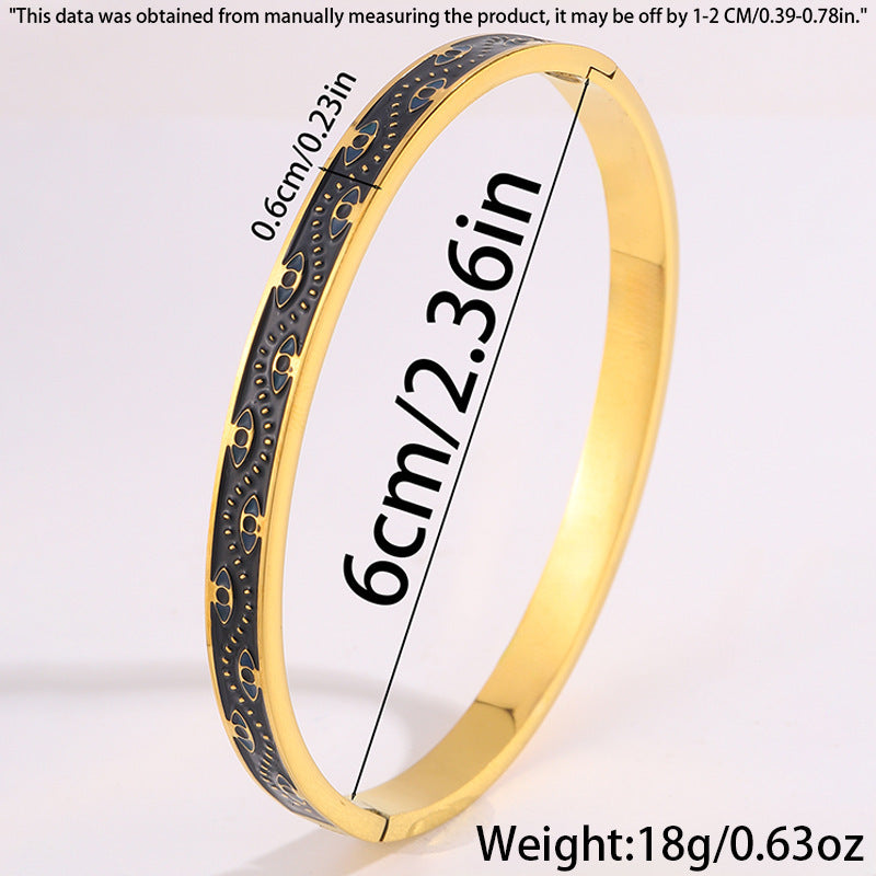 新品跨境滴油不鏽鋼眼睛手鐲小衆個性歐美爆款女時尚不掉色手飾品