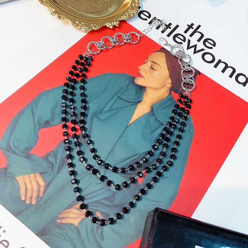 韓國時尚字母方牌愛心圓環項鍊簡約氣質少女百搭鎖骨鏈頸飾配飾女