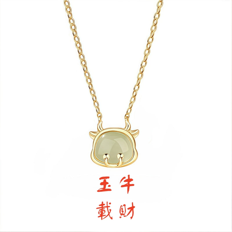 S925 純銀鍍金和田玉生肖項鍊｜招財守護 本命年幸運首飾