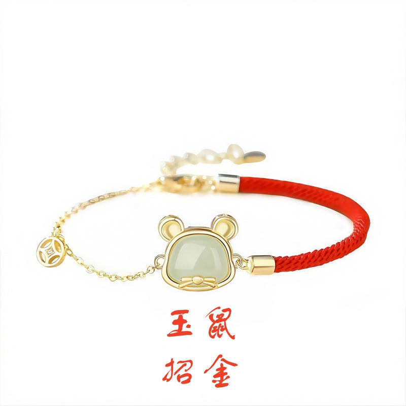 S925 sterling silver and gold-plated Hetian jade bracelet | The traditional meaning of the twelve zodiac signs attracts wealth and empowers