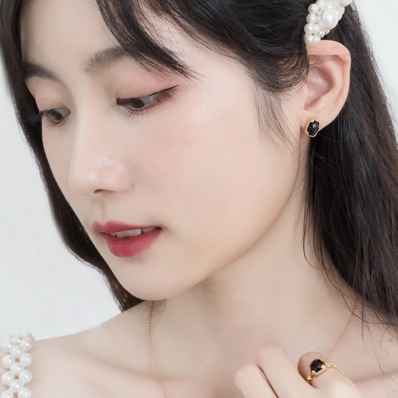 S925 純銀鍍 10K 金首飾套裝｜天然黑瑪瑙 歐美奢華必備