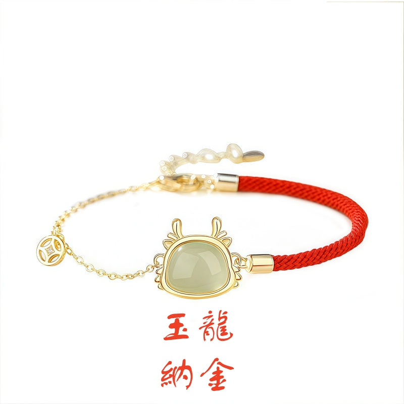 S925 sterling silver and gold-plated Hetian jade bracelet | The traditional meaning of the twelve zodiac signs attracts wealth and empowers