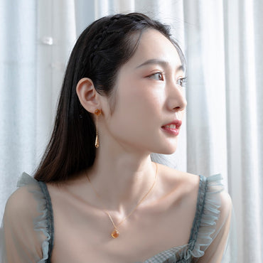 S925 純銀鍍 10K 金首飾套裝｜天然黃水晶綠苔蘚石 日韓清新風
