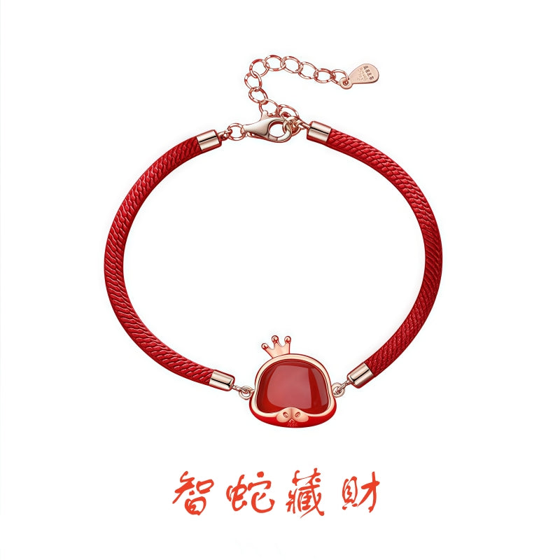 S925 sterling silver rose gold plated red agate zodiac bracelet | Lucky red string jewelry for wealth and protection in your birth year