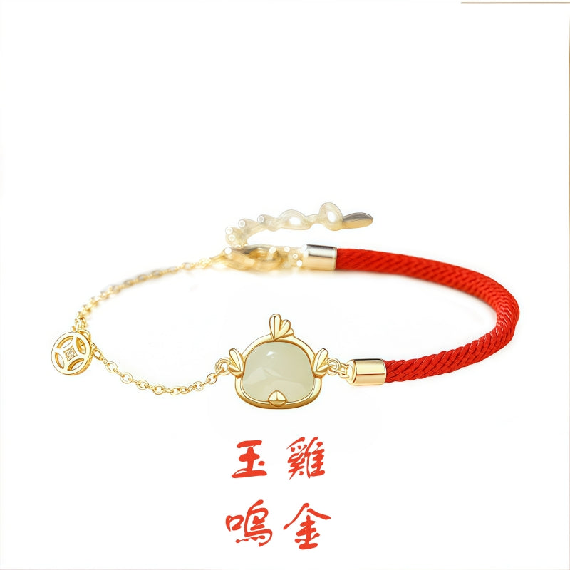 S925 sterling silver and gold-plated Hetian jade bracelet | The traditional meaning of the twelve zodiac signs attracts wealth and empowers