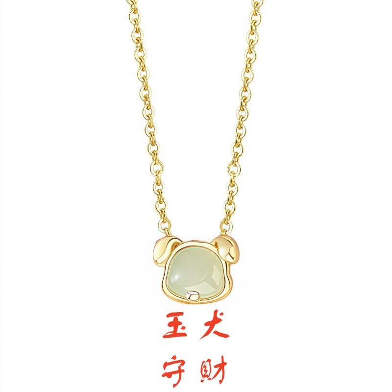 S925 純銀鍍金和田玉生肖項鍊｜招財守護 本命年幸運首飾