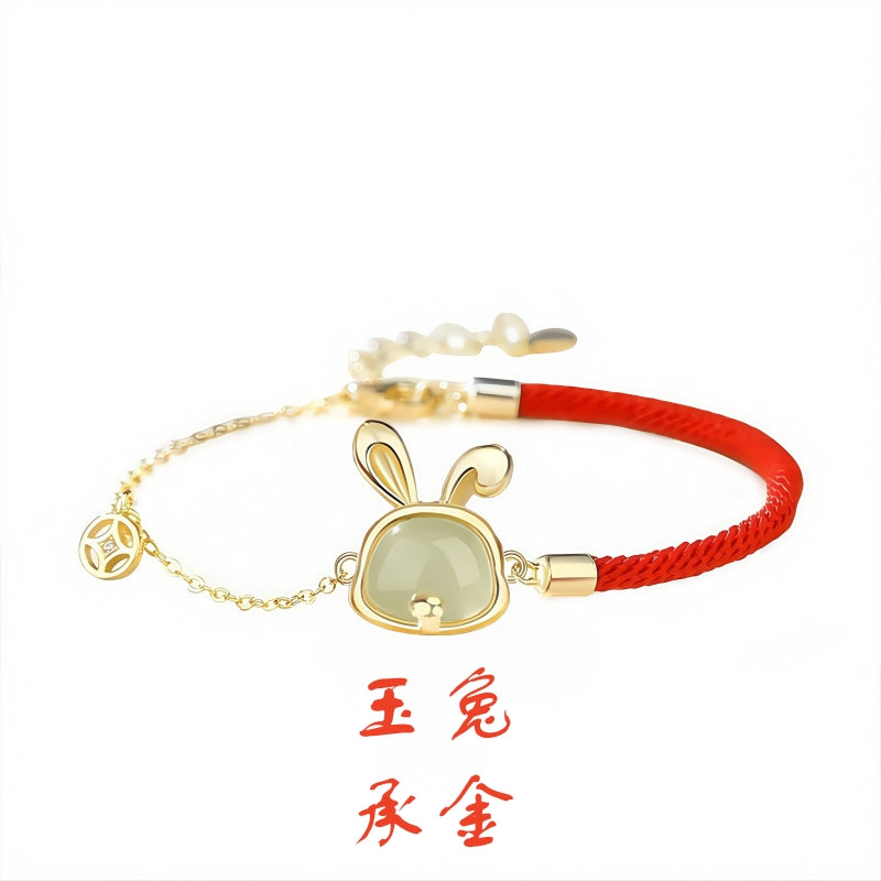 S925 sterling silver and gold-plated Hetian jade bracelet | The traditional meaning of the twelve zodiac signs attracts wealth and empowers