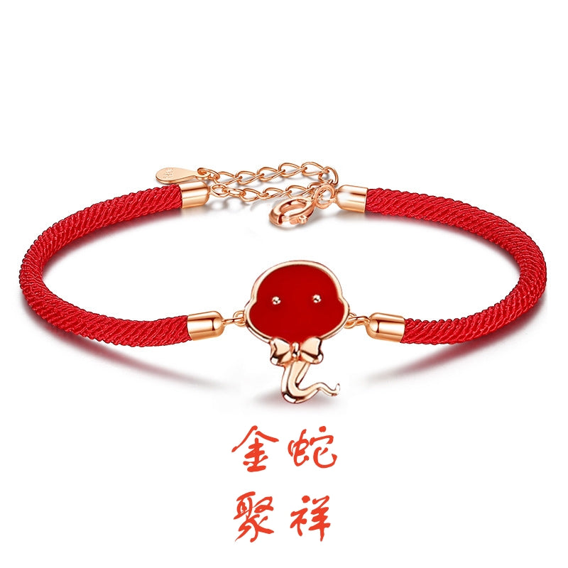S925 sterling silver with rose gold plated thermochromic zodiac bracelet | The year of birth to protect the national trend red string bracelet