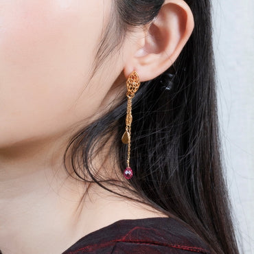 S925 純銀鍍 9K 金耳環｜合成粉托帕仿鑽 DIY 組合長款耳飾