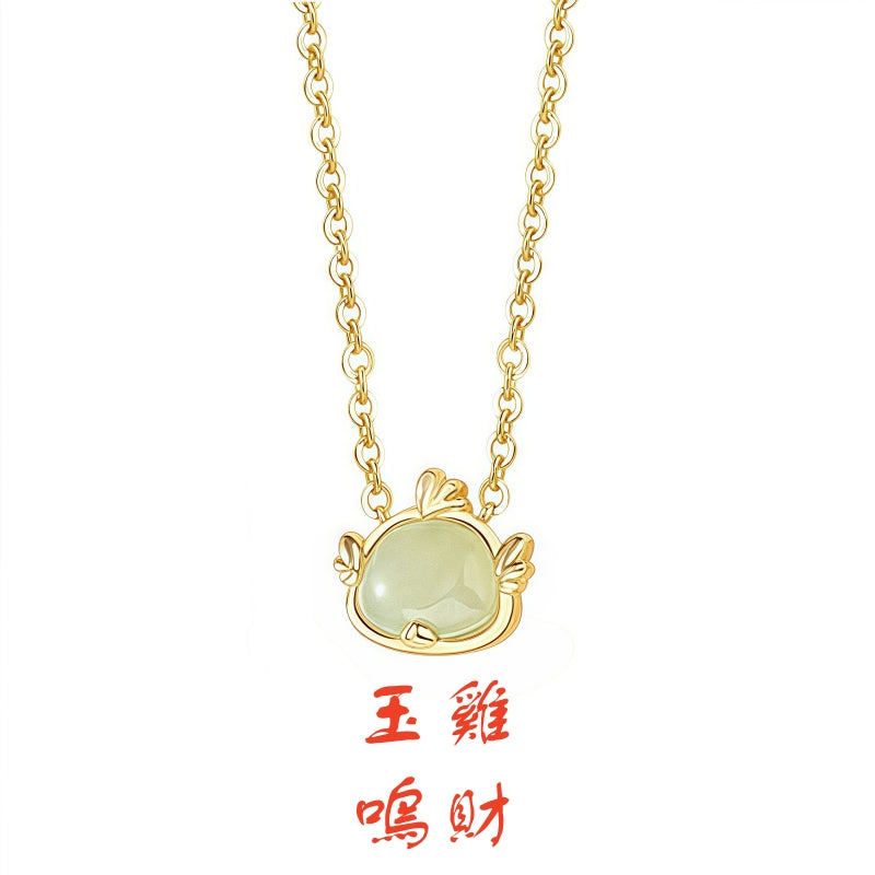 S925 純銀鍍金和田玉生肖項鍊｜招財守護 本命年幸運首飾