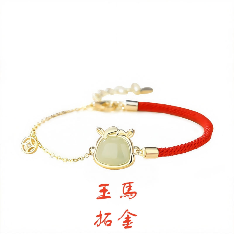 S925 sterling silver and gold-plated Hetian jade bracelet | The traditional meaning of the twelve zodiac signs attracts wealth and empowers
