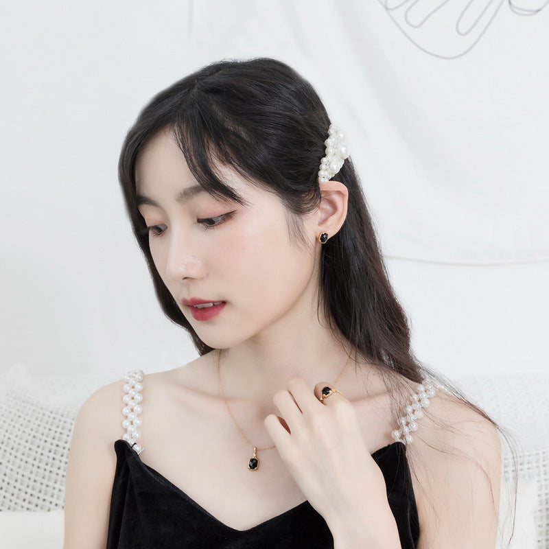 S925 純銀鍍 10K 金首飾套裝｜天然黑瑪瑙 歐美奢華必備