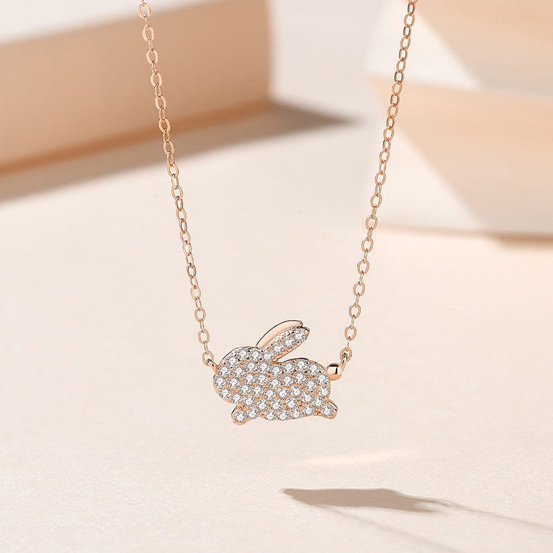 S925 sterling silver with rose gold imitation diamond Chinese Zodiac necklace | Exclusive shining jewelry to protect your birth year
