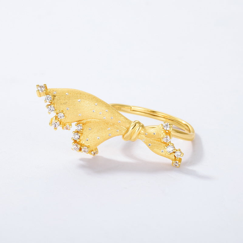 10K金 手工拉絲工藝裙擺套裝 項鏈耳環戒指