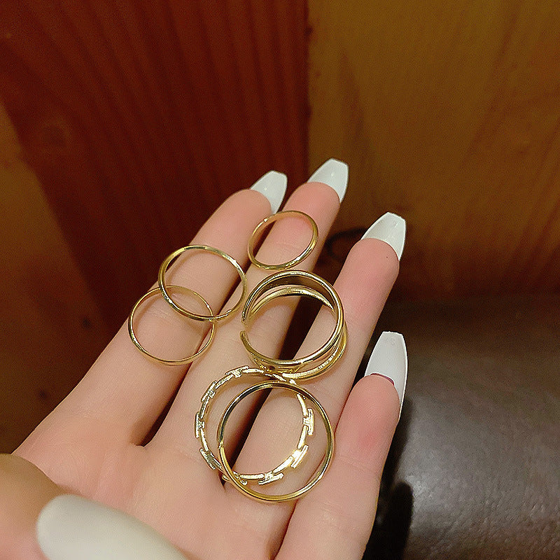 夏季新款ins風嘻哈戒指小衆個性七件套指環網紅時尚潮流手飾