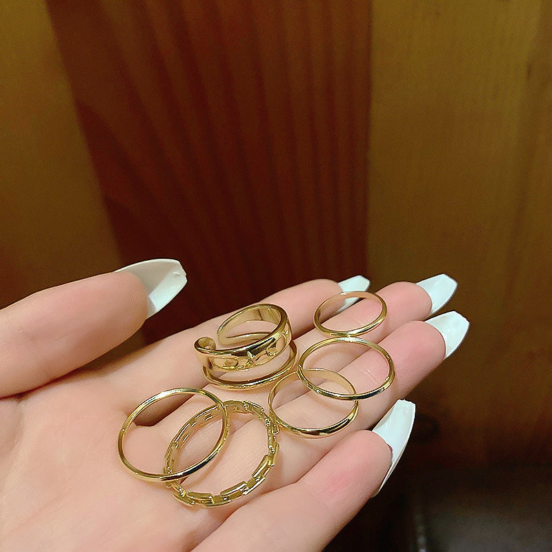 夏季新款ins風嘻哈戒指小衆個性七件套指環網紅時尚潮流手飾