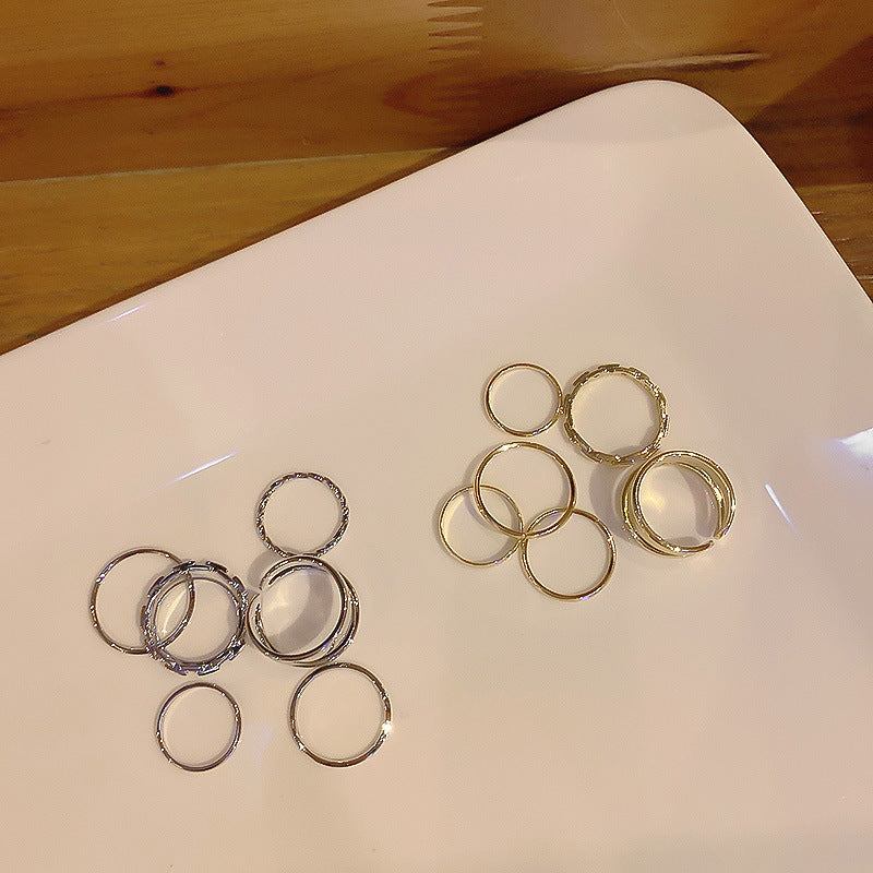 夏季新款ins風嘻哈戒指小衆個性七件套指環網紅時尚潮流手飾