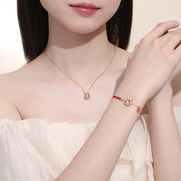 S925 sterling silver with rose gold plated twelve zodiac signs emotional imitation diamond necklace | Exclusive birthday/birth year gift choice 