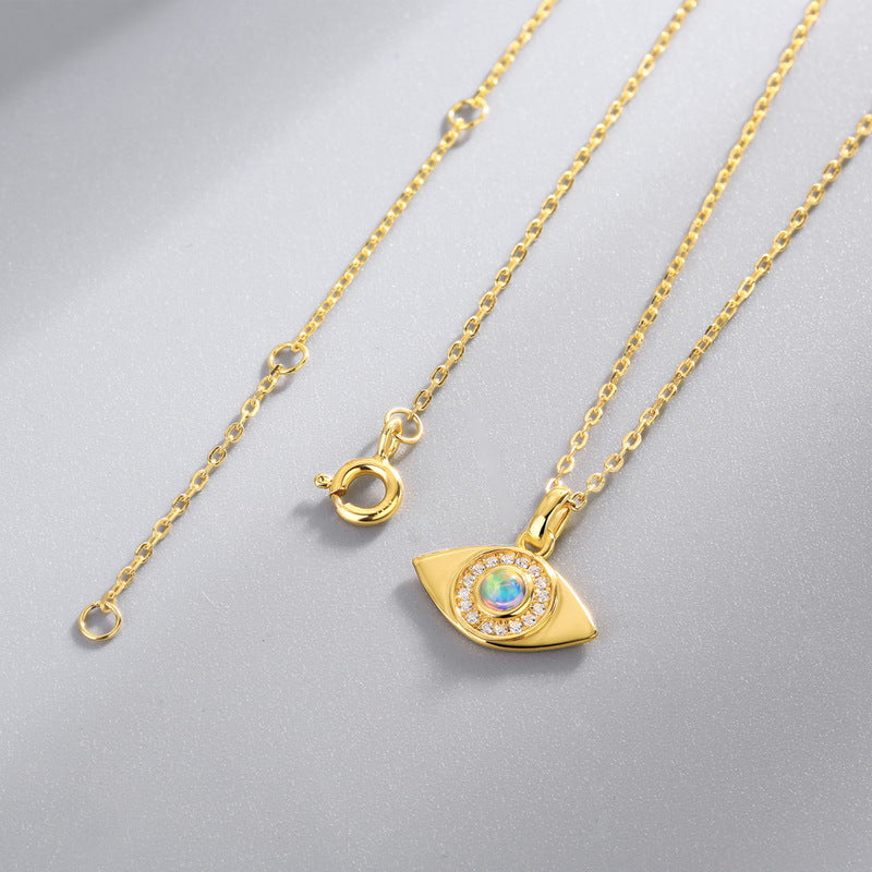 S925 sterling silver plated with 10K gold synthetic opal European and American style devil eye set