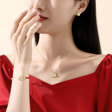 S925 sterling silver and gold-plated Hetian jade bracelet | The traditional meaning of the twelve zodiac signs attracts wealth and empowers