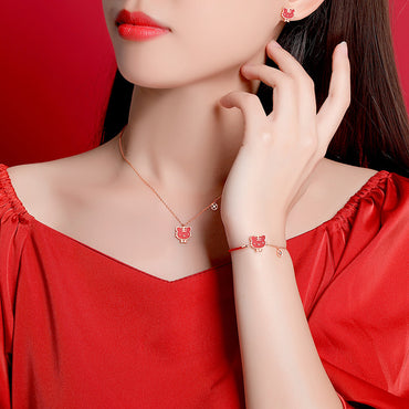 S925 sterling silver with rose gold plated thermochromic zodiac bracelet | The year of birth to protect the national trend red string bracelet