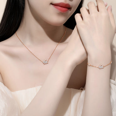 S925 sterling silver with rose gold imitation diamond Chinese Zodiac bracelet | Shining national trend lucky charm for your birth year