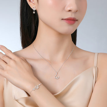 S925 sterling silver twelve zodiac moonstone necklace | inlaid with imitation diamonds interstellar romantic jewelry