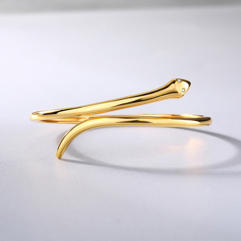 S925 sterling silver plated with 10K gold Chinese Zodiac Snake light luxury simple fashion bracelet
